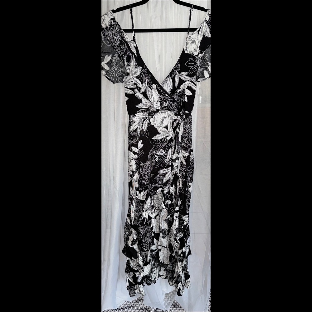 Black and white floral maxi dress